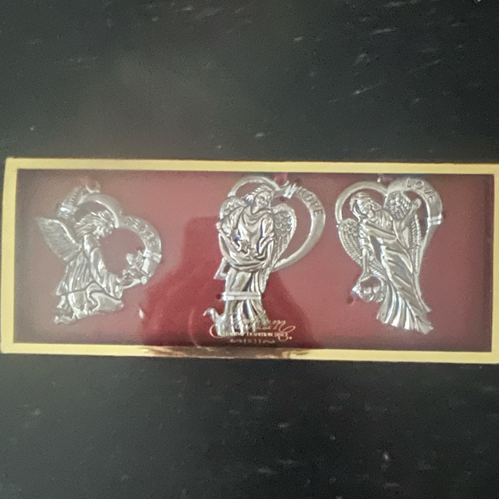 Silver plated Angel Ornaments LOVE HOPE PEACE